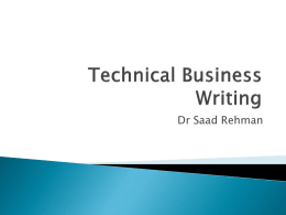 Tech Business Writing Lecture 1