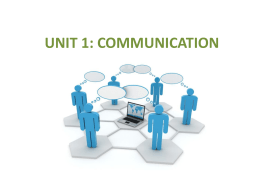 UNIT 1: COMMUNICATION