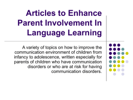 Articles to Enhance Parent Involvement In