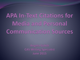 APA In-Text Citations for Media and Personal