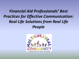 Financial Aid Professionals` Best Practices for Effective