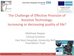 The Challenge of Effective Provision of Assistive technology