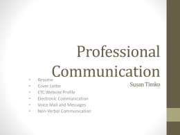 Professional Communication - The Fundamentals of ETC
