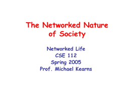 Networked Nature of Society - the Department of Computer and