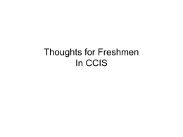Thoughts for Freshmen - College of Computer and Information