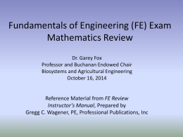 FE Exam Review - Mathematics - Biosystems and Agricultural