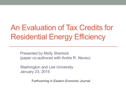 An Evaluation of Tax Credits for Residential