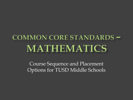 Common Core Math Presentation - Tustin Unified School District