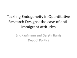 'Tackling Endogeniety in Quantitative Research Designs