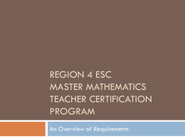 Region 4 ESC master mathematics Teacher certification program
