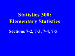 Statistics 1: Elementary Statistics