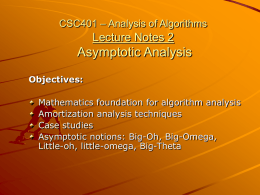 CSC401: Analysis of Algorithms