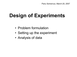 Design of Experiments - CSC's mainpage — CSC