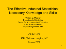 The Effective Industrial Statistician: Necessary Knowledge