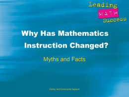 Why Has Mathematics Instruction Changed?