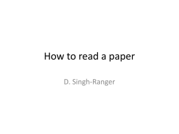 How to read a paper
