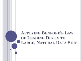 Applying Benford’s Law to Large, Natural Data Sets