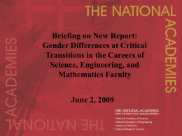 NSF Briefing on Gender Differences Report (NSF Grant No. 0336796)