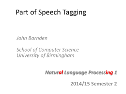 Part-of-speech tagging - School of Computer Science