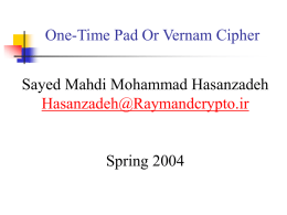 One-Time Pad or vernam Cipher
