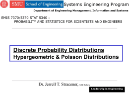 Hypergeometric and Poisson Distributions