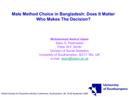 Male Method Choice in Bangladesh: Does It Matter Who
