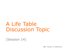 A Life Table Discussion Topic