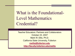 What is Foundational Level Mathematics?