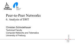 Peer-to-Peer Networks 6. Analysis of DHT