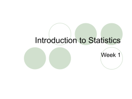 Week 1: Introduction to Statistics