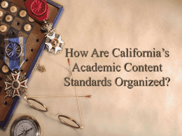 Organization of the Academic Content Standards
