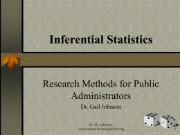 Inferential Statistics - Gail Johnson`s Research Demystified