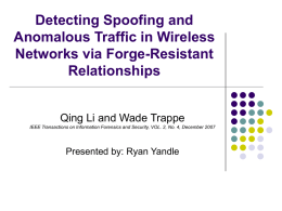 Detecting Spoofing and Anomalous Traffic in Wireless Networks via