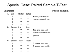 Special Case: Paired Sample T-Test