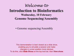related to Myers et al and sequencing/assembly