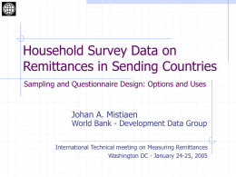 Household survey data on remittances in sending