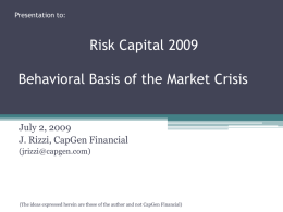 Risk Capital 2009 Behavior Basis of the Market Crisis July 2 2009