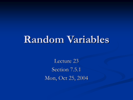Lecture 23 - Random Variables