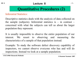 Lecture 8 Quantitative Procedures (2)