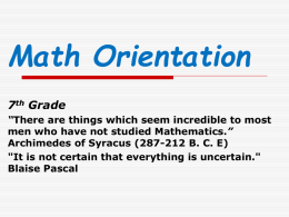 Math Orientation