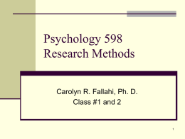 Psychology 598 Research Methods