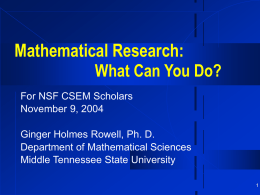 Mathematical Research - Middle Tennessee State University