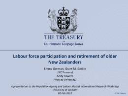 Labour force participation and retirement of older New Zealanders