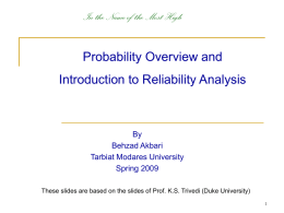 Probability Overview and Introduction to Reliability Analysis