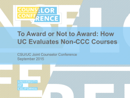 How UC Evaluates Non-CCC Courses [PPTX]