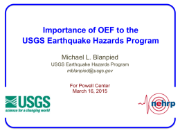 Importance of OEF to the USGS Earthquake Hazards Program
