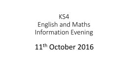 KS3 English and Maths Information Evening
