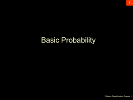 Basic Probability + Introduction to Pattern Classification