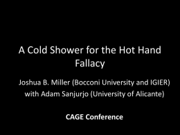 CAGE Conference A quick tour of the HH fallacy