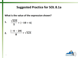 Suggested Practice for SOL 8.1b Arrange the numbers from greatest